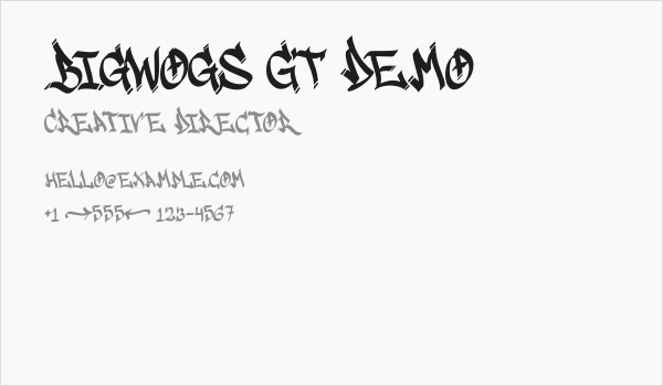 Bigwogs GT Demo Business Card