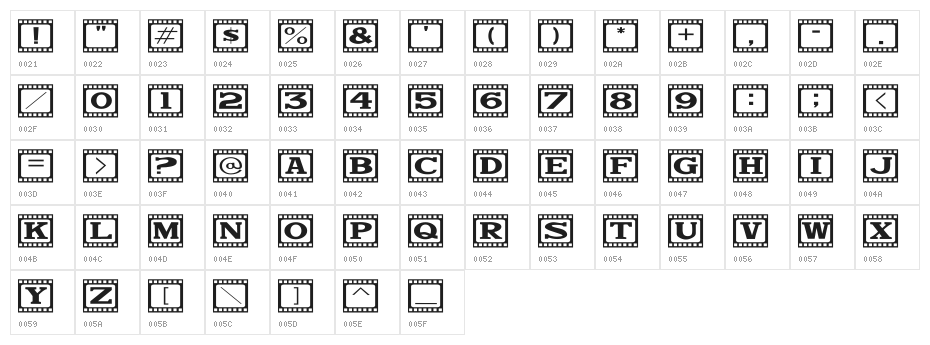 Bijou JL Character Map