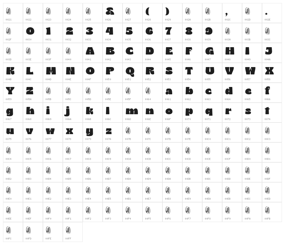 BilgresDEMO-Regular Character Map