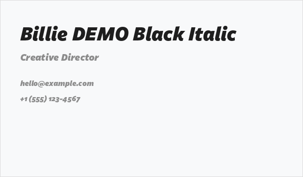 Billie DEMO Black Italic Business Card