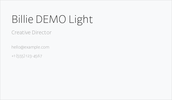 Billie DEMO Light Business Card