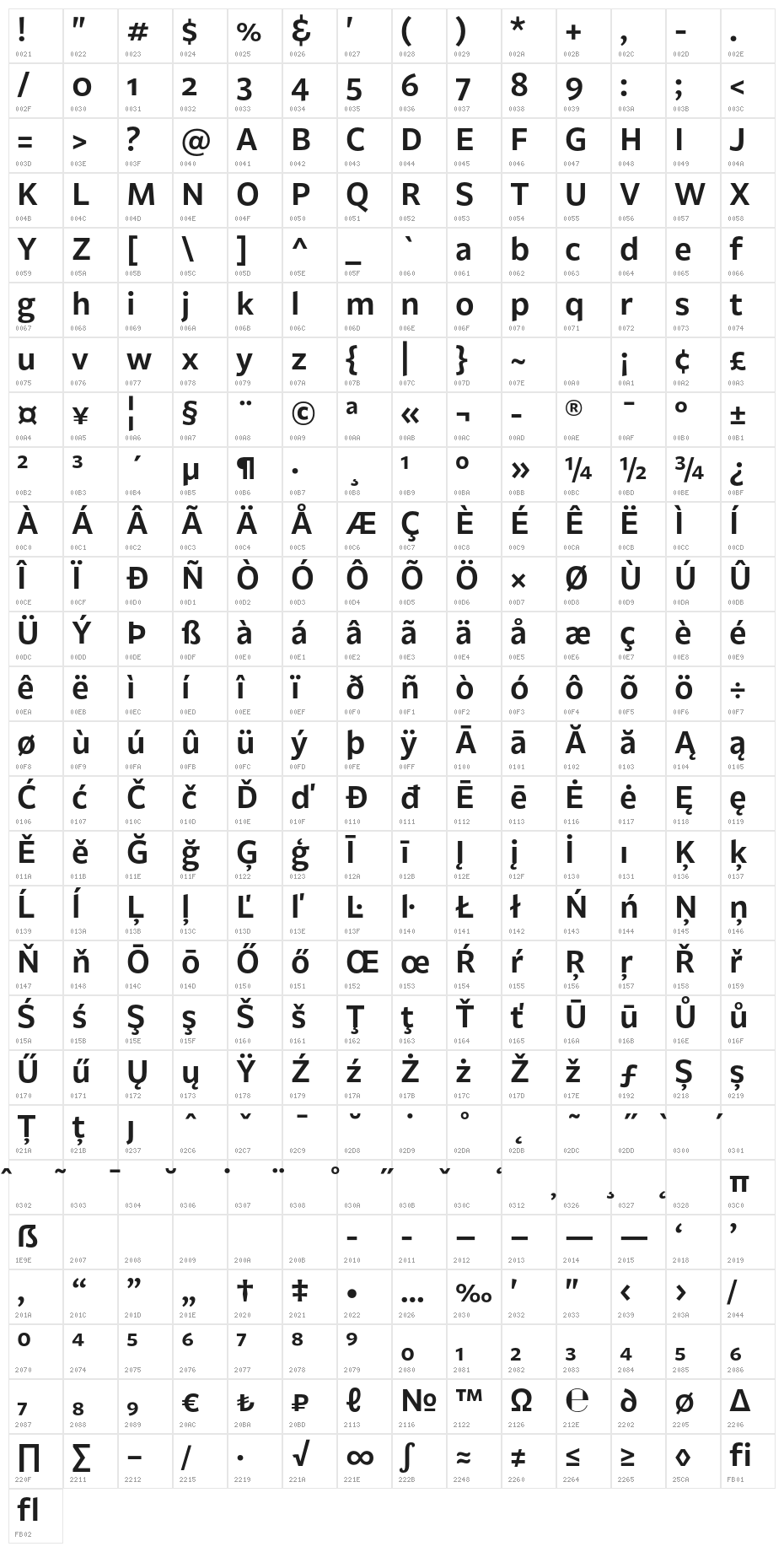 Billie DEMO SemiBold Character Map