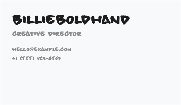 BillieBoldHand Business Card