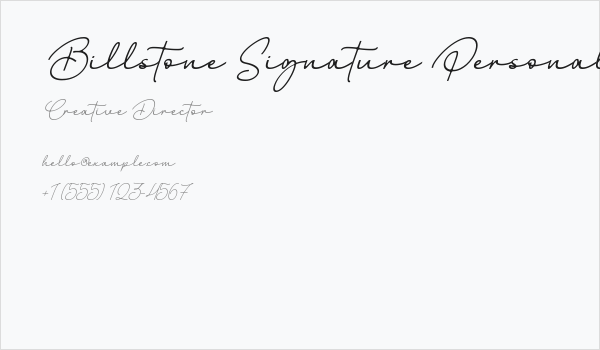 Billstone Signature Personal Use Only Business Card