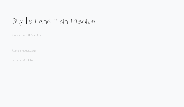 Billy's Hand Thin Medium Business Card