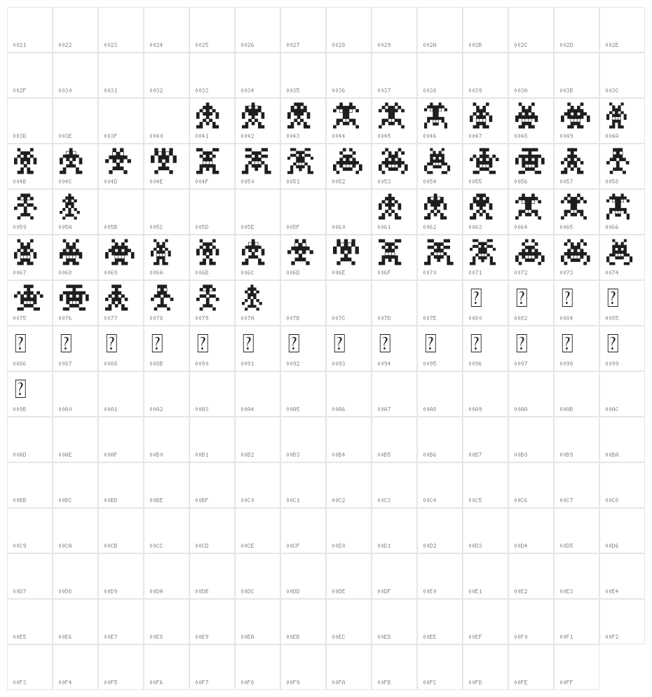 Binary Soldiers Character Map