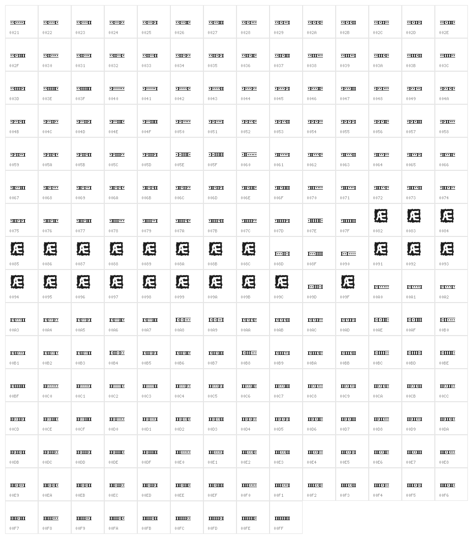 Binary X 01s BRK Character Map