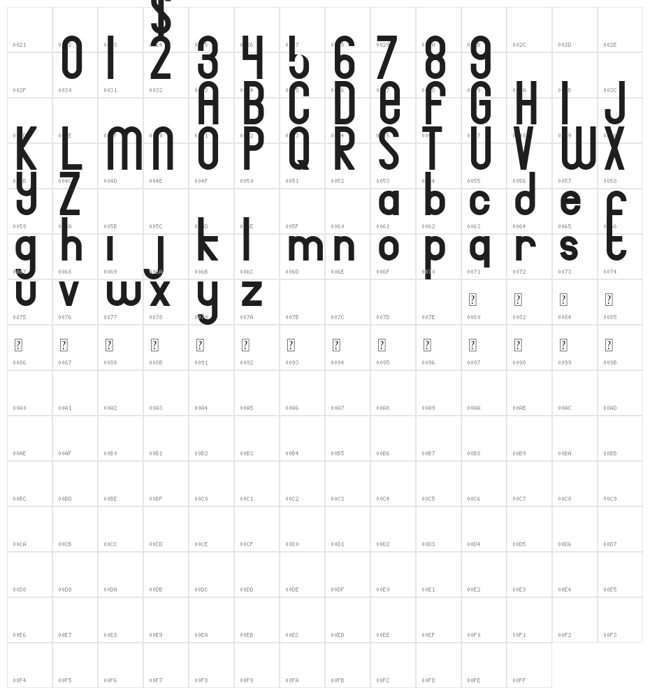 Bingke Berendam DEMO Character Map