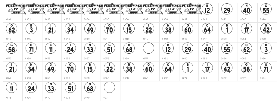 Bingo Player JL Character Map