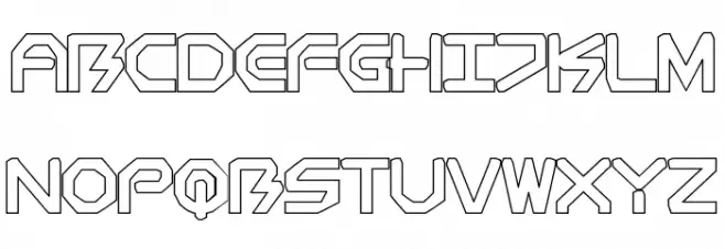 BioMetric-comichollow Schriftart Kleinbuchstaben