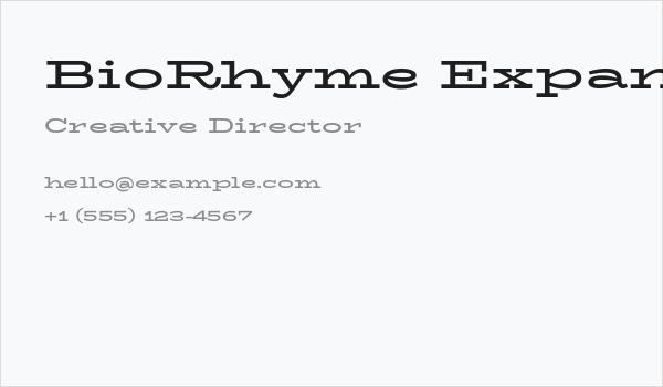 BioRhyme Expanded Bold Business Card