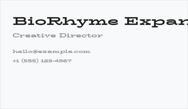 BioRhyme Expanded ExtraBold Business Card