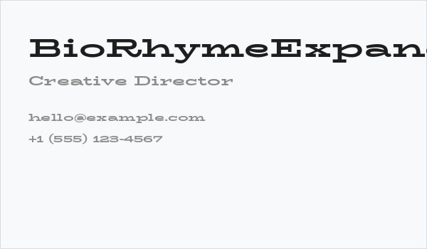 BioRhymeExpanded-ExtraBold Business Card