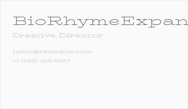 BioRhymeExpanded-ExtraLight Business Card