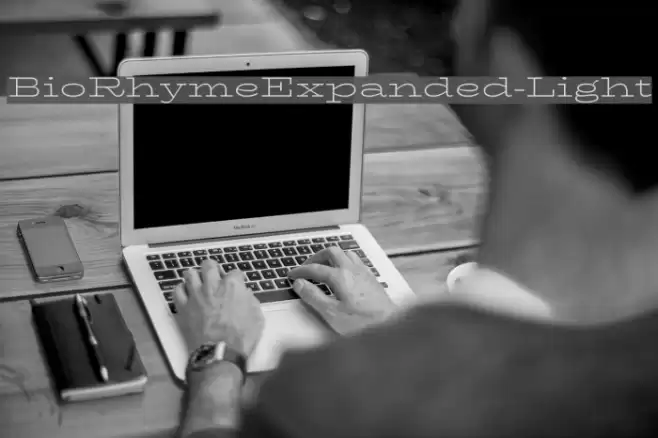 BioRhymeExpanded-Light Font examples