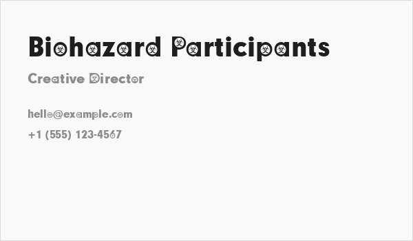 Biohazard Participants Business Card