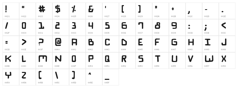 Bionic Comic Bold Character Map