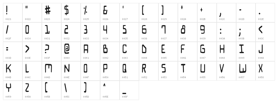 Bionic Comic Condensed Character Map