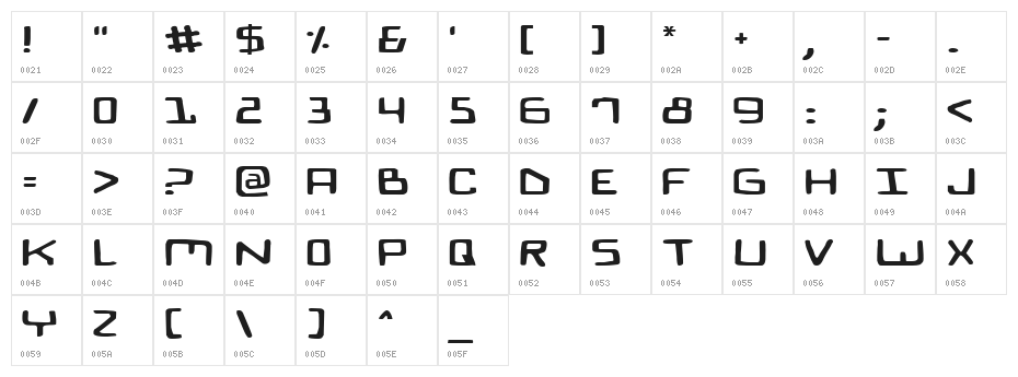 Bionic Comic Expanded Character Map