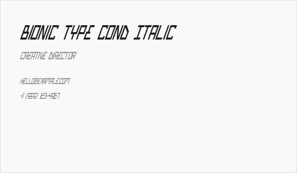 Bionic Type Cond Italic Business Card