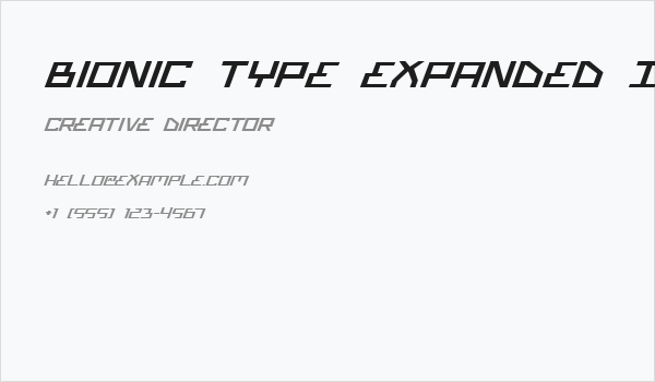 Bionic Type Expanded Italic Business Card