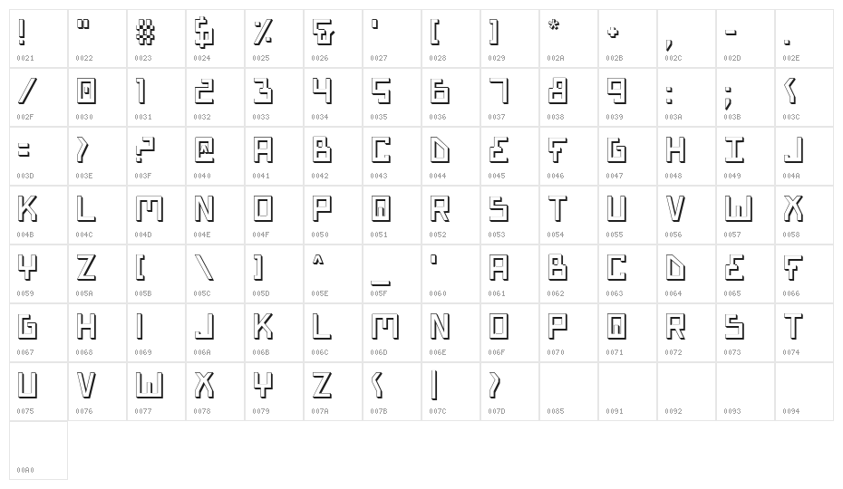Bionic Type Shadow Character Map