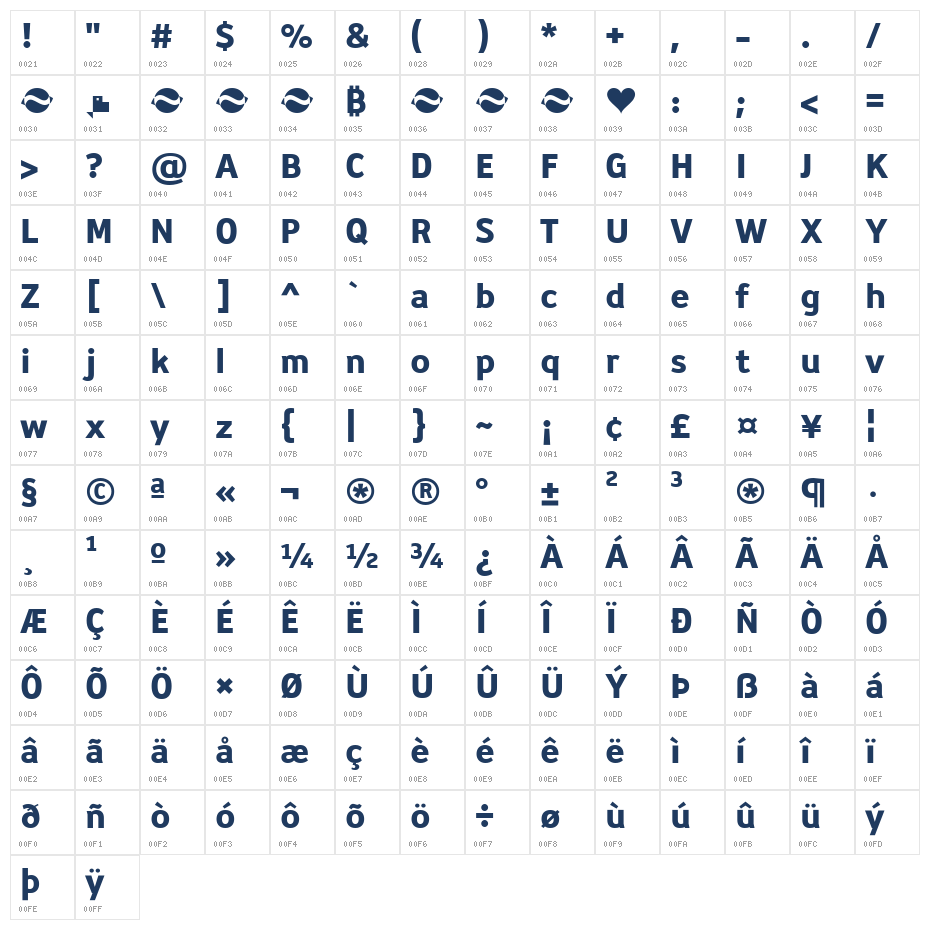 Biotrip Bold Character Map