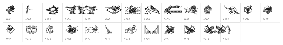 Bird Stencil Design II Character Map