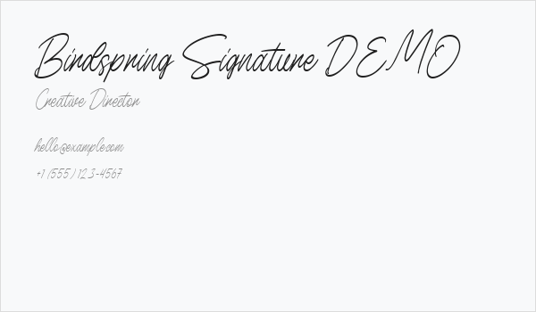 Birdspring Signature DEMO Business Card