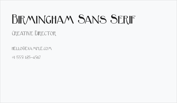 Birmingham Sans Serif Business Card