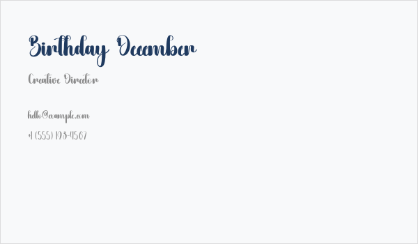 Birthday December Business Card