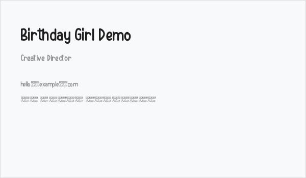 Birthday Girl Demo Business Card