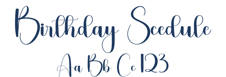 Birthday Scedule Font Preview