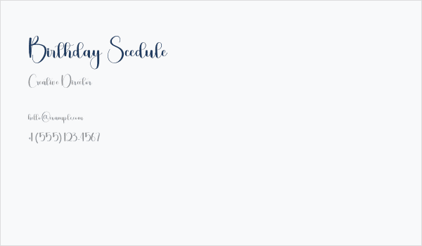 Birthday Scedule Business Card