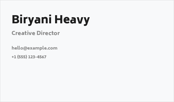 Biryani Heavy Business Card
