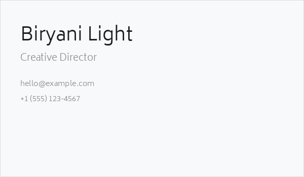 Biryani Light Business Card