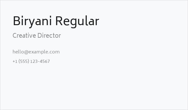 Biryani Regular Business Card