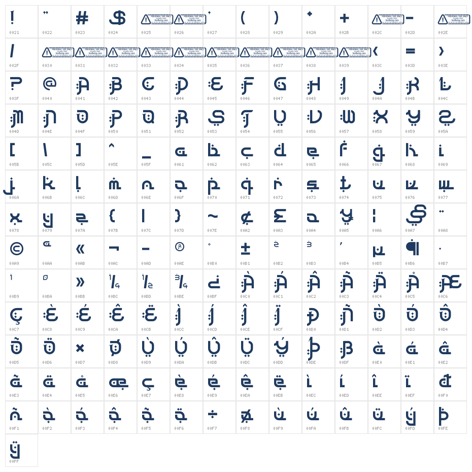 Bissmikha PERSONAL USE ONLY! Character Map