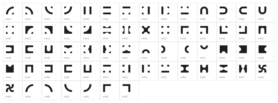 Bit Blocks TTF BRK Character Map