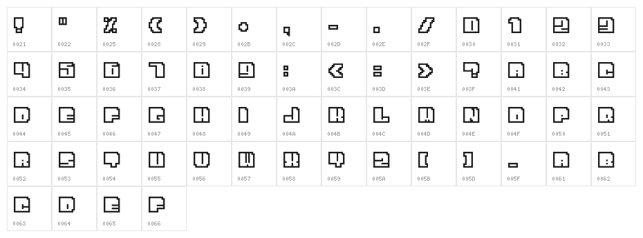 Bit Outline Regular Character Map