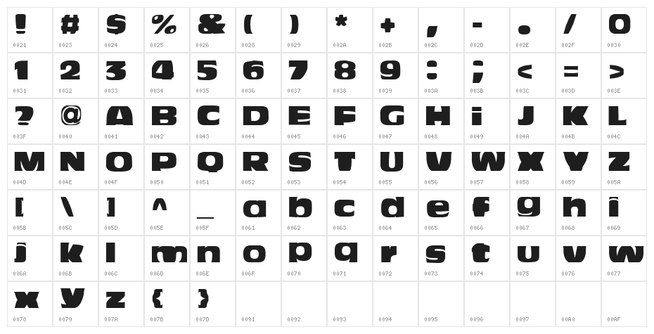 Bitchen Nord Character Map