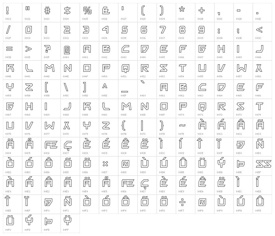 BitingMyNailsOutline-Regular Character Map