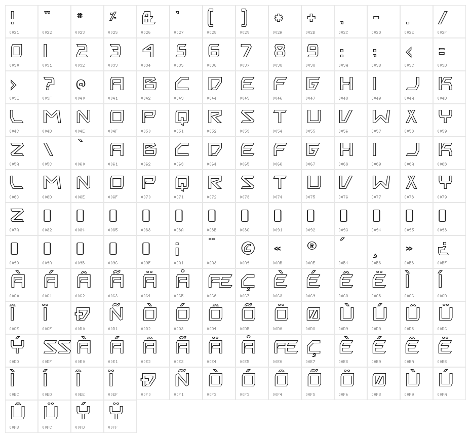 BitingMyNailsOutline-Regular Character Map