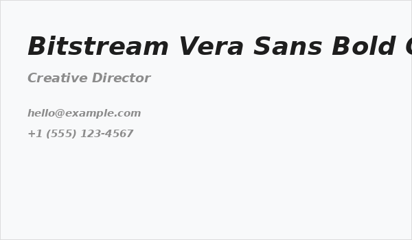 Bitstream Vera Sans Bold Oblique Business Card