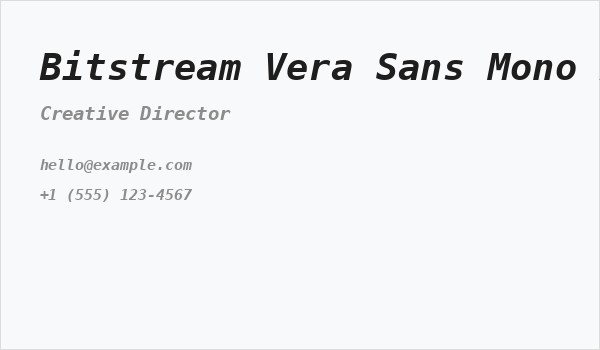 Bitstream Vera Sans Mono Bold Oblique Business Card