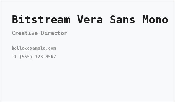 Bitstream Vera Sans Mono Bold Business Card