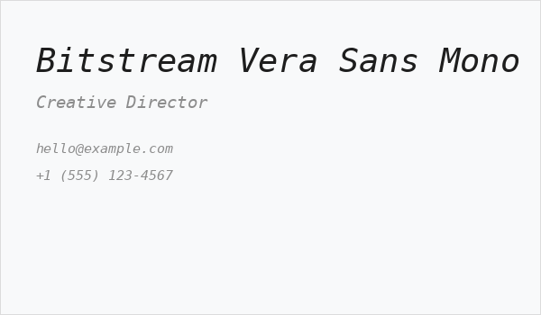 Bitstream Vera Sans Mono Oblique Business Card