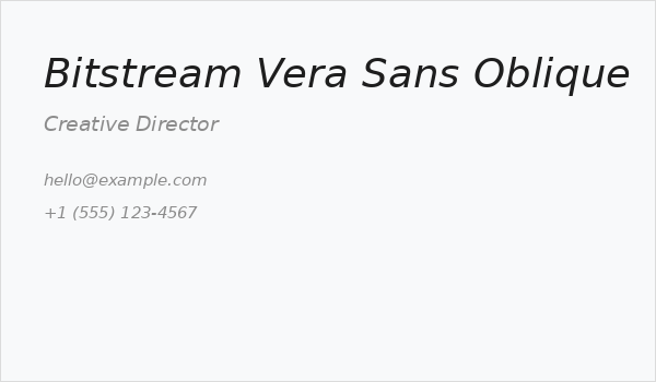 Bitstream Vera Sans Oblique Business Card