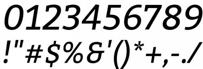 Bitter Italic Font OTHER CHARS