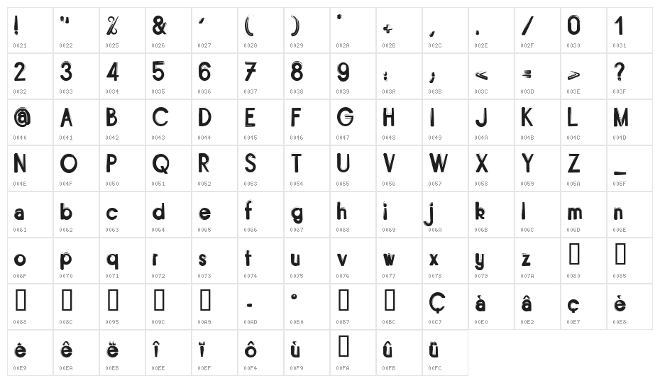 Bitume Character Map